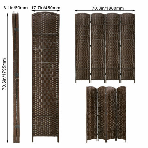 4/6Panel Room Divider Folding Privacy Partition Portable Bamboo Partition Screen