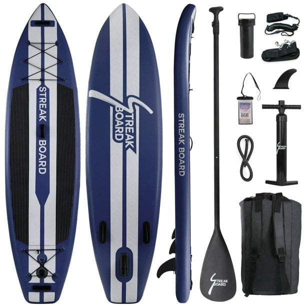 Arlopu 11ft Inflatable Stand Up Paddle Board 6'' Thick Non-Slip Deck W/ Aluminum Paddle, Leash, Backpack