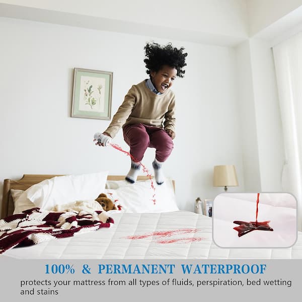 Microfiber Quilted 100% Waterproof Twin Mattress Protector Stretches up to 16 in. Deep