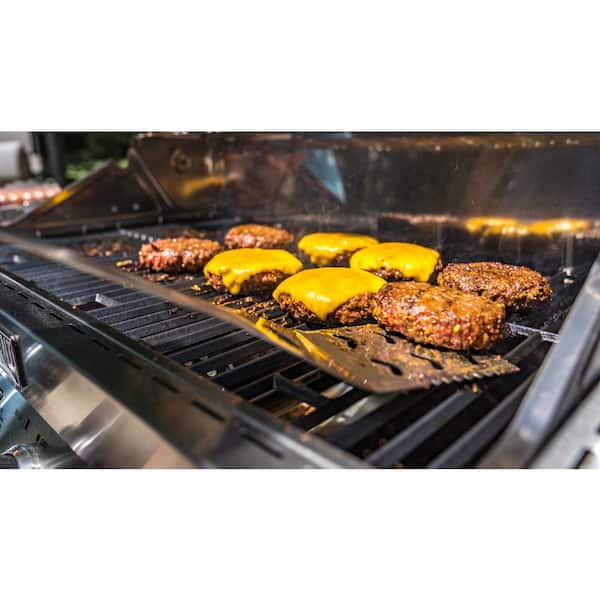 4-Burner Propane Gas Grill in Stainless with Clear View Lid, LED Controls, Side and Sear Burners