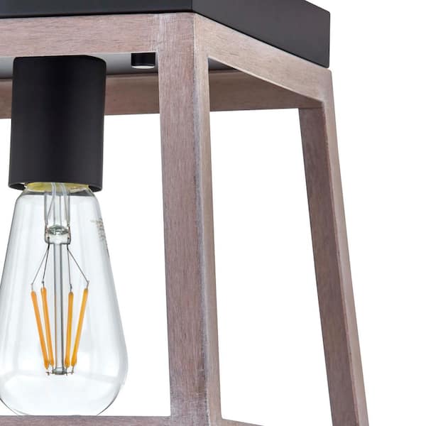 Burkepoint 8.25 in. 1-Light Woodgrain Flush Mount