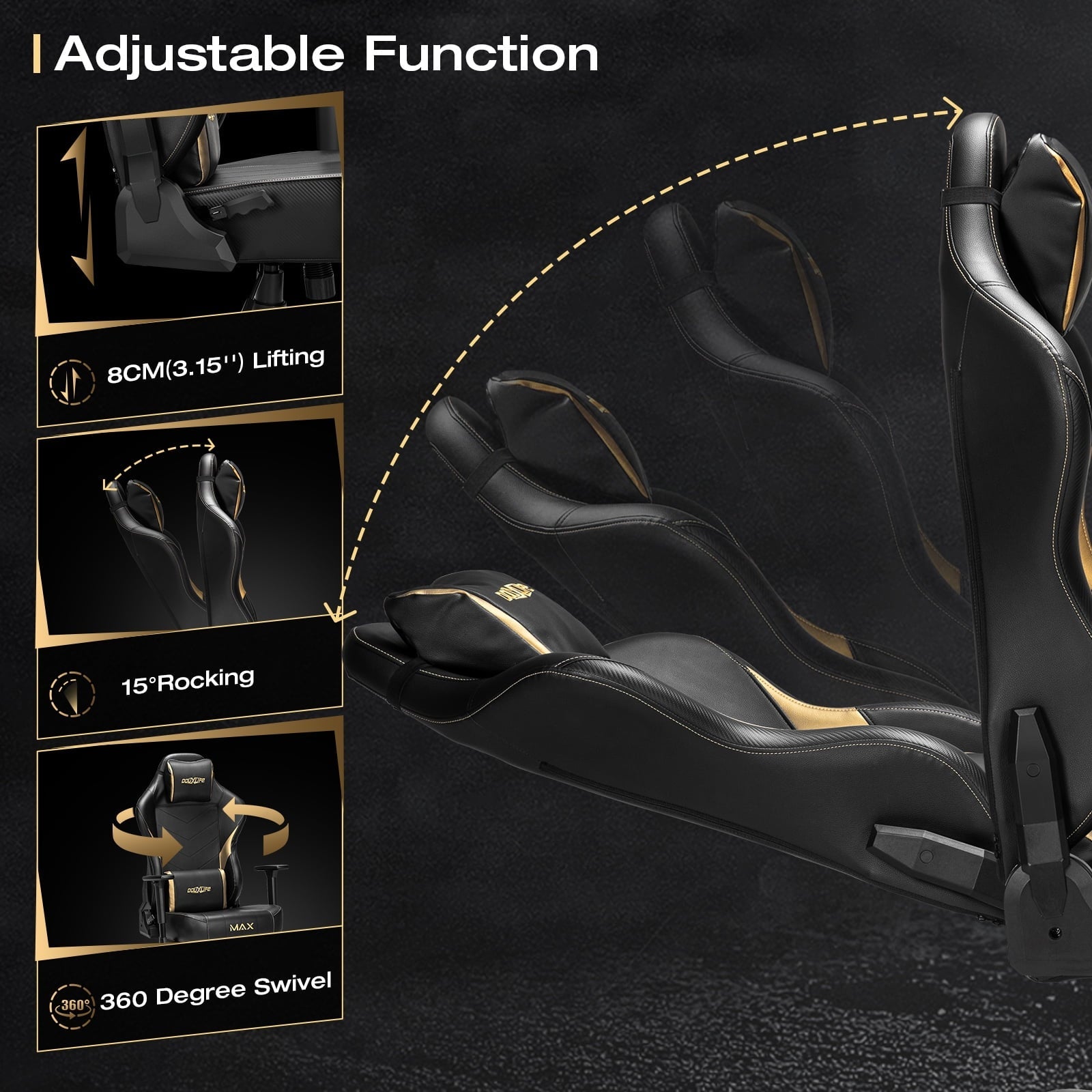 Douxlife Big&Tall Heavy Duty Gaming Chairs for Adults 400 lbs, Ergonomic Office Computer Comfy Gaming Chair, Executive Wide Seat High Back Office Chair