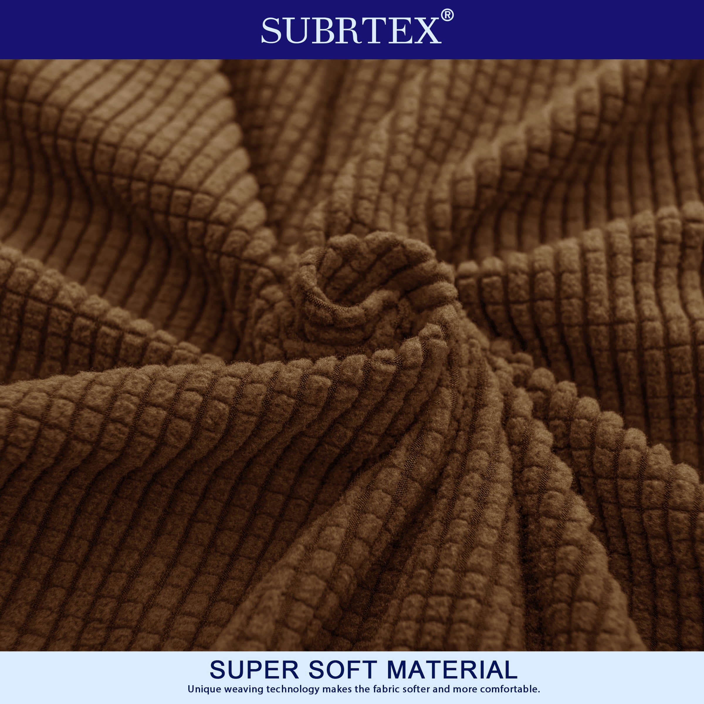 Subrtex Stretch 1-Piece Textured Grid Slipcover Sofa Cover, Coffee