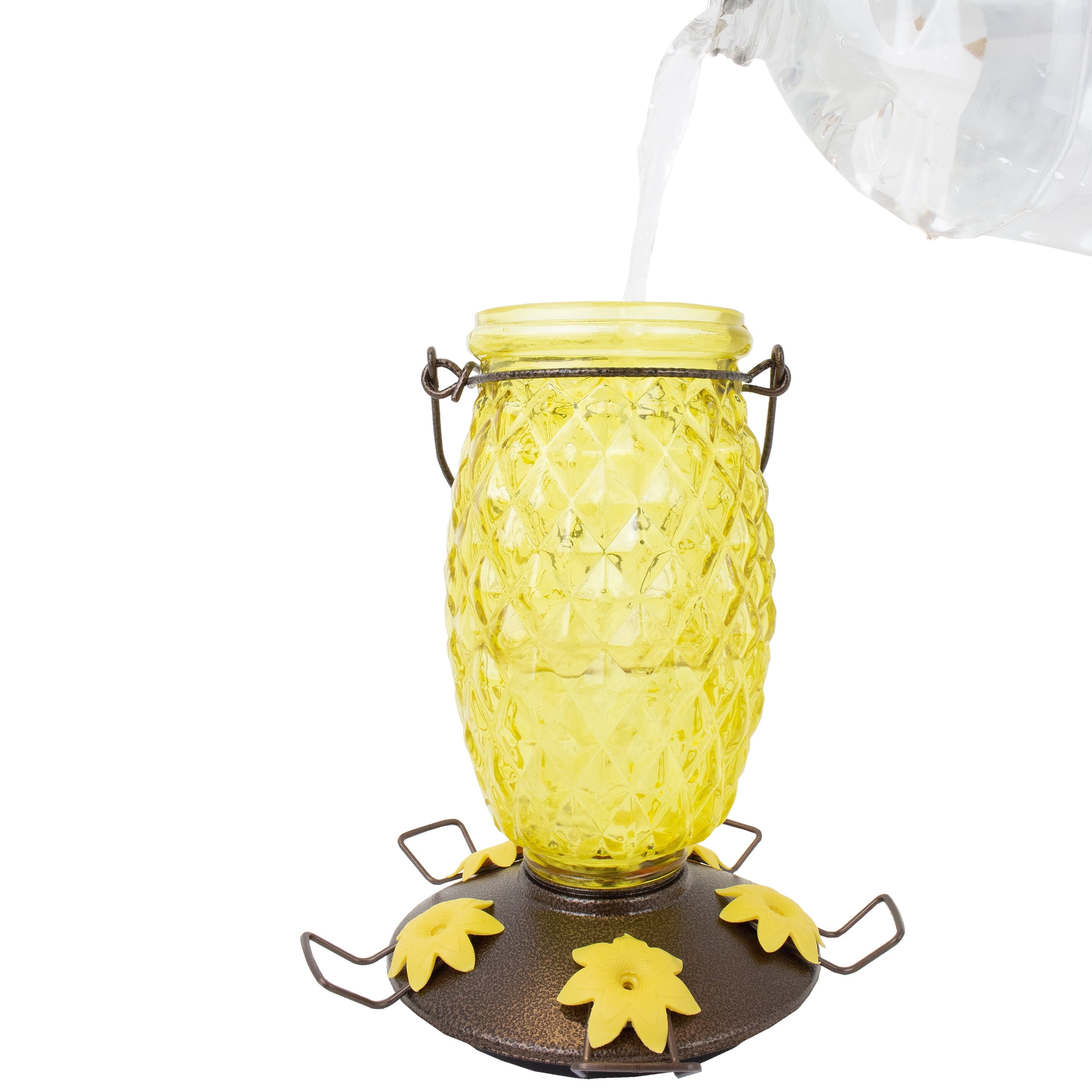 Perky-Pet Yellow Pineapple Top-Fill Glass Hummingbird Feeder – 28 oz