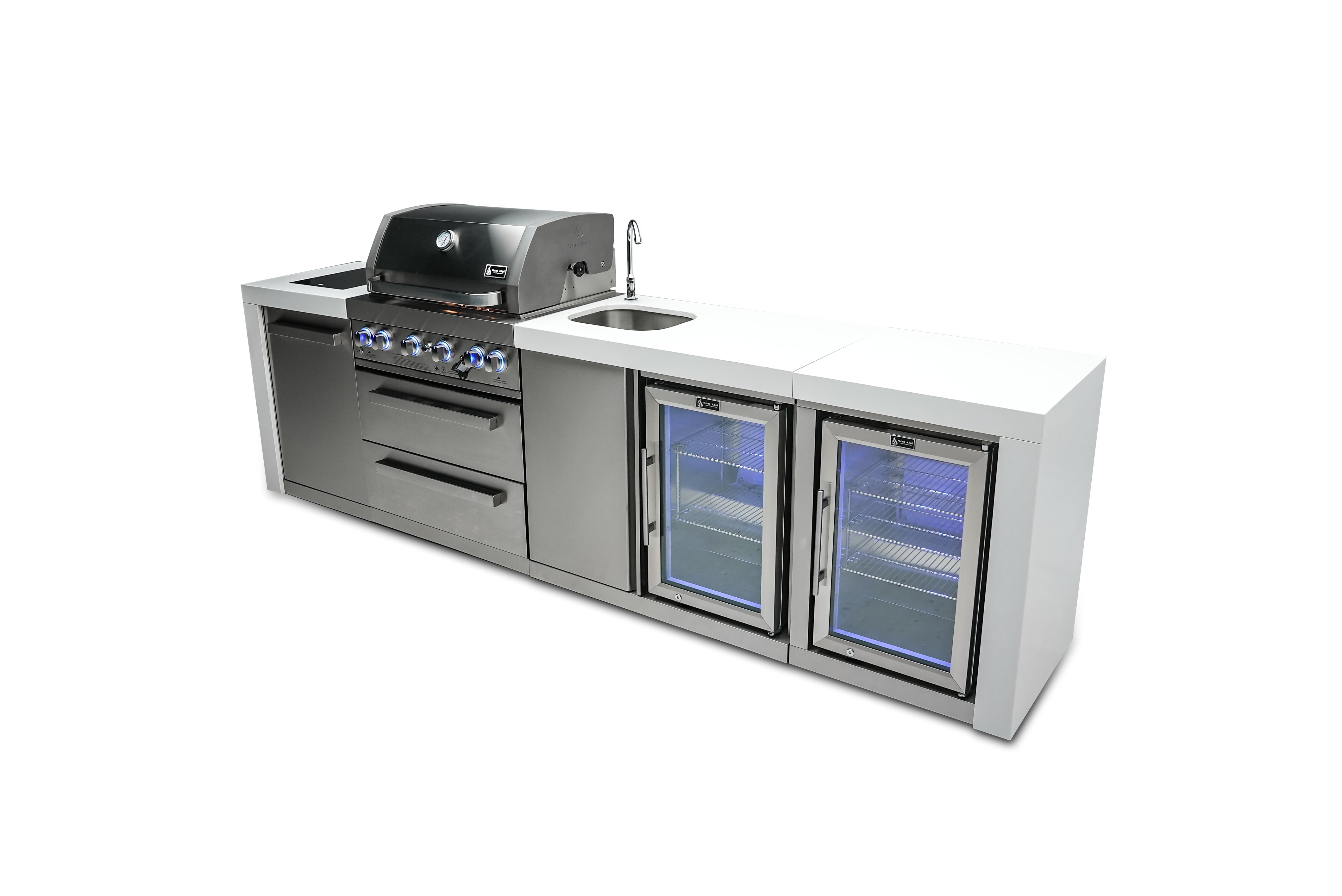 Mont Alpi 400 Grill Deluxe Island with Beverage Center and Fridge Cabinets