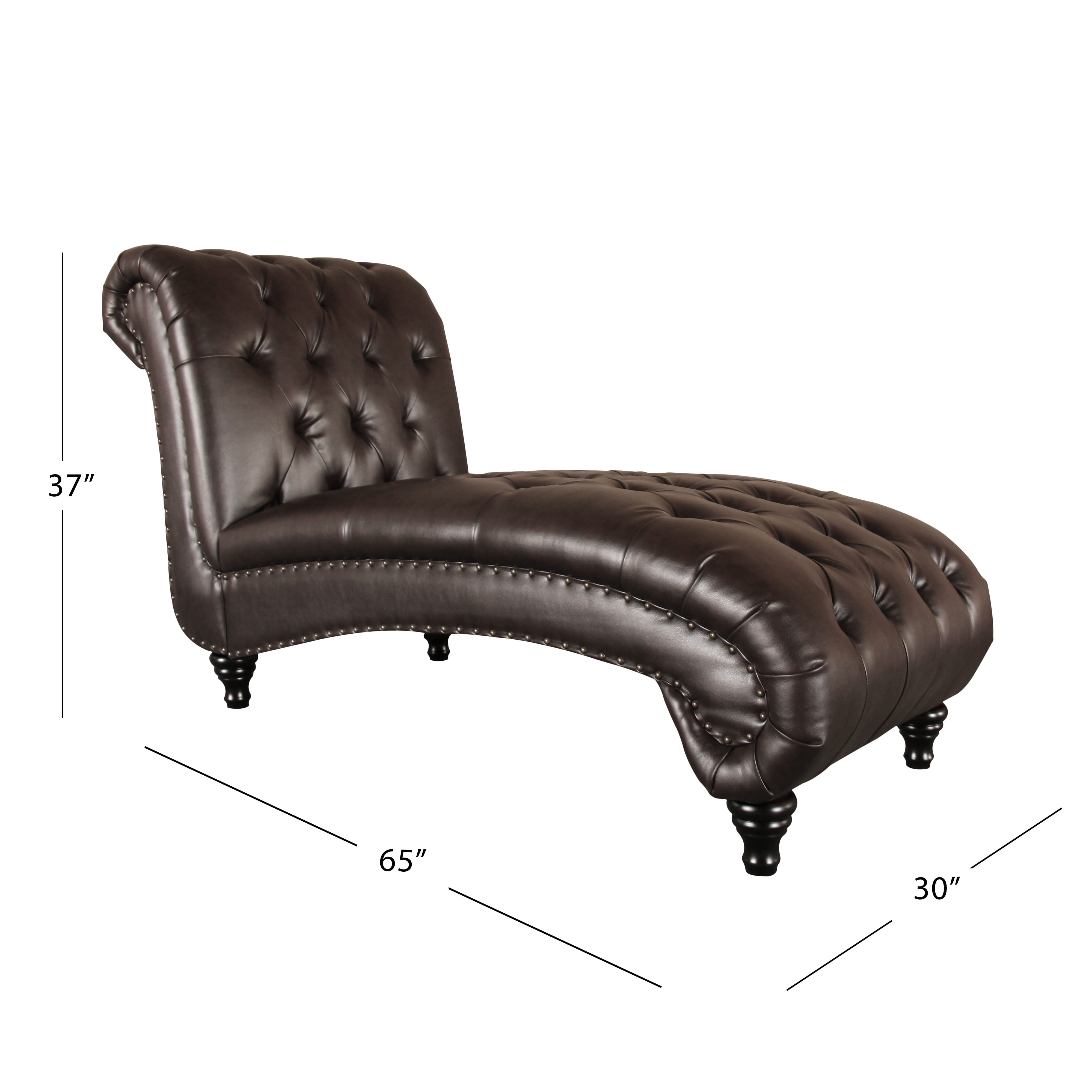 Devon & Claire Alex Tufted Leather Chaise, Brown