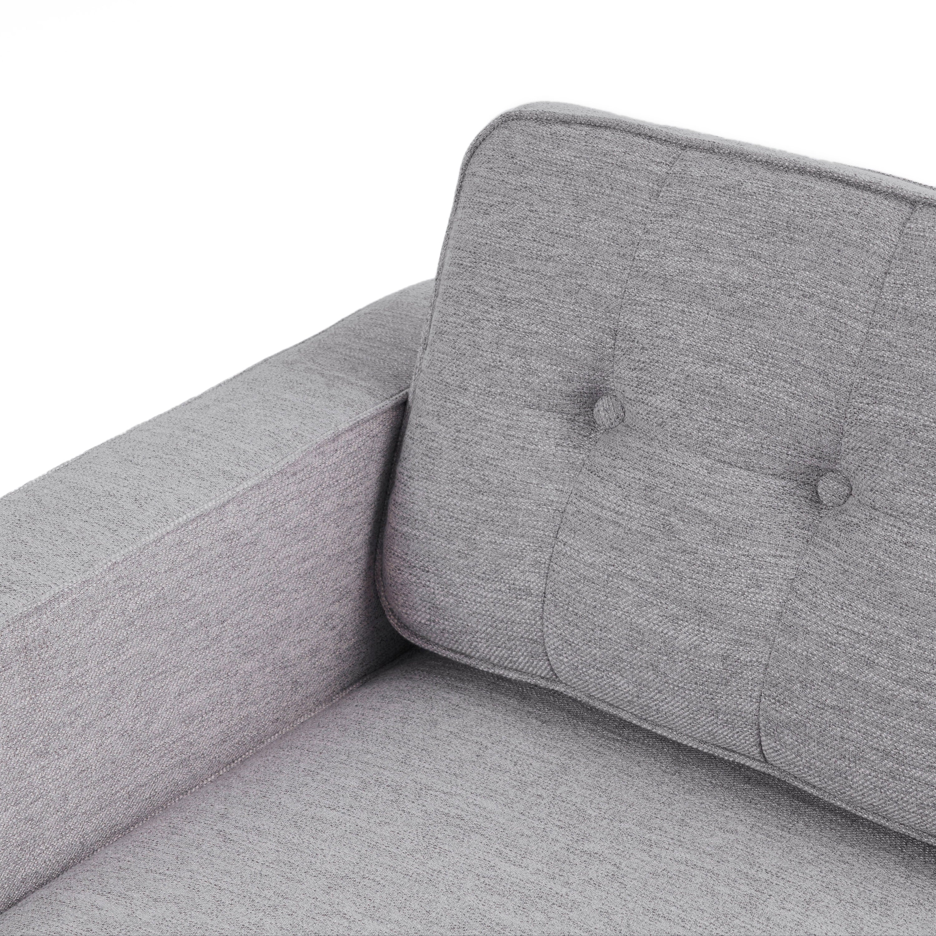 GDF Studio Tempe Fabric Left Arm Chaise Lounge, Light Gray, Dark Brown