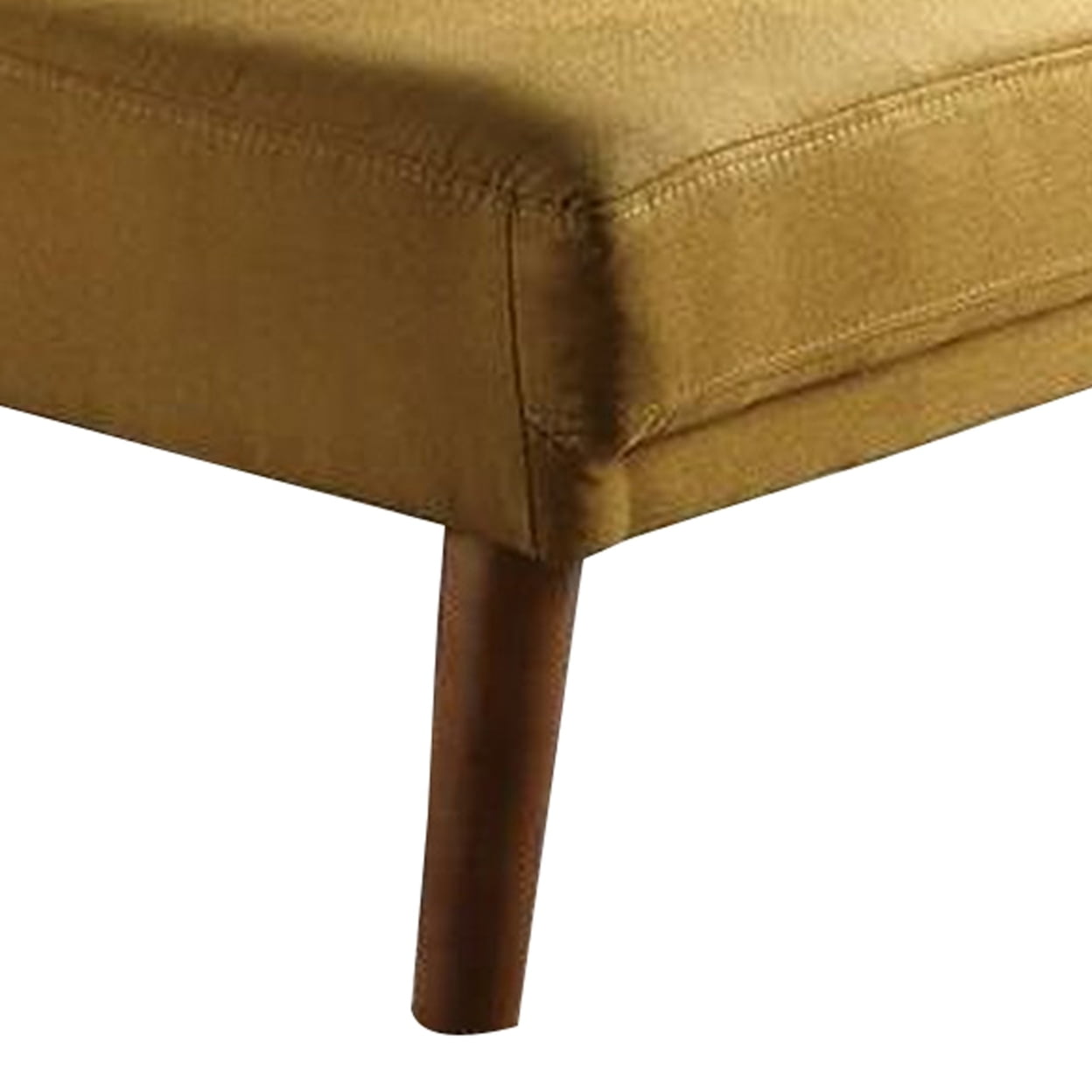 Gina 62 Inch Modern Adjustable Chaise, Square Tufting, Tapered Legs, Mustard