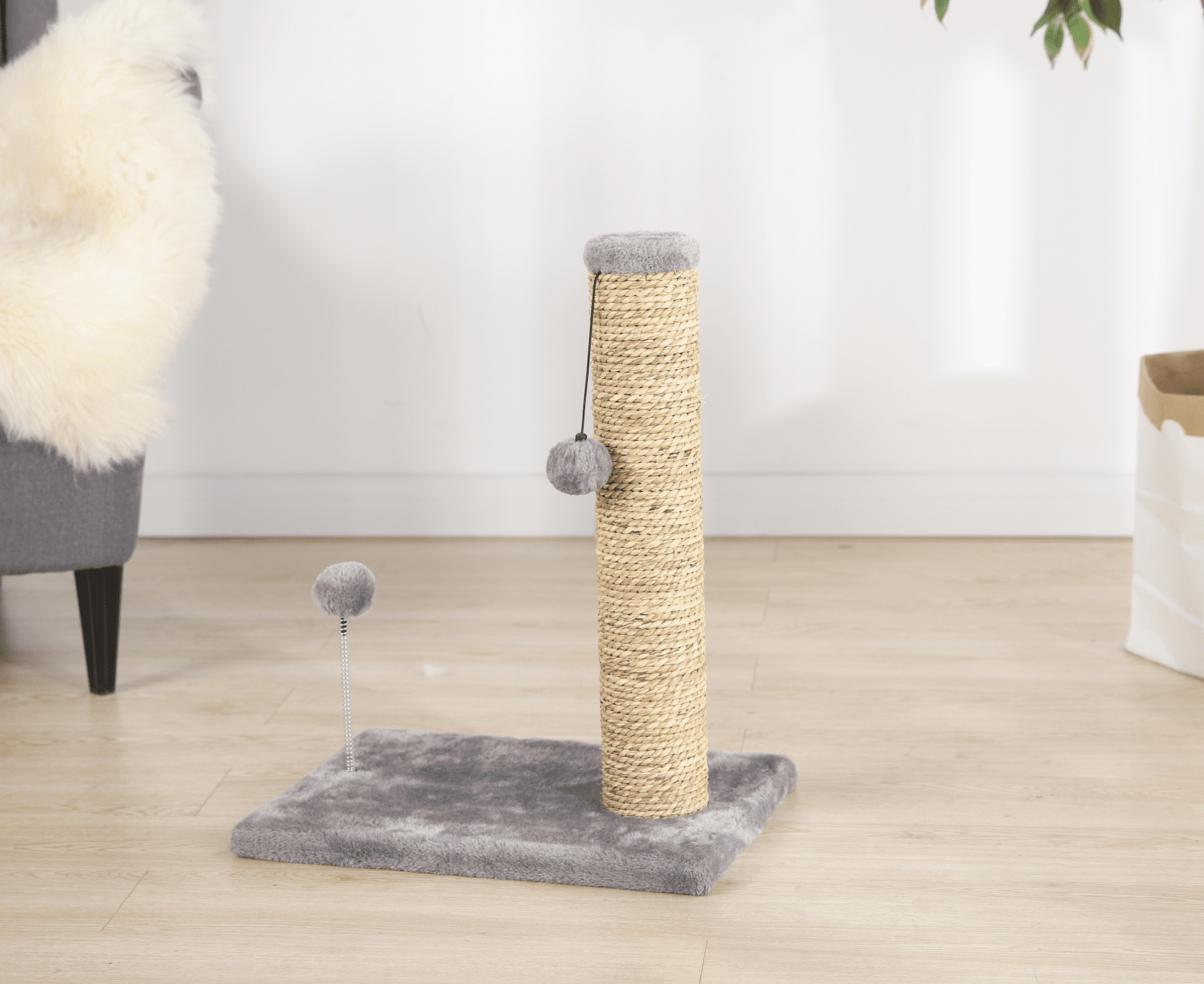 Vibrant Life Small Seagrass Scratch and Play Post, Gray, 20