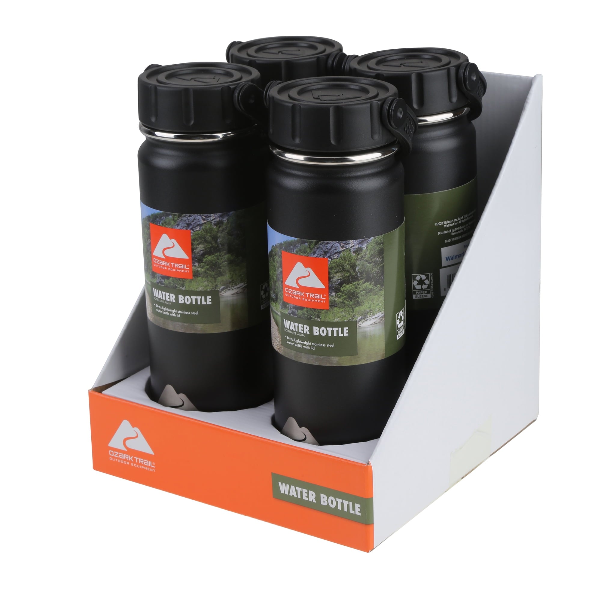 Ozark Trail 24 oz Black Stainless Steel Water Bottle with Screw Cap