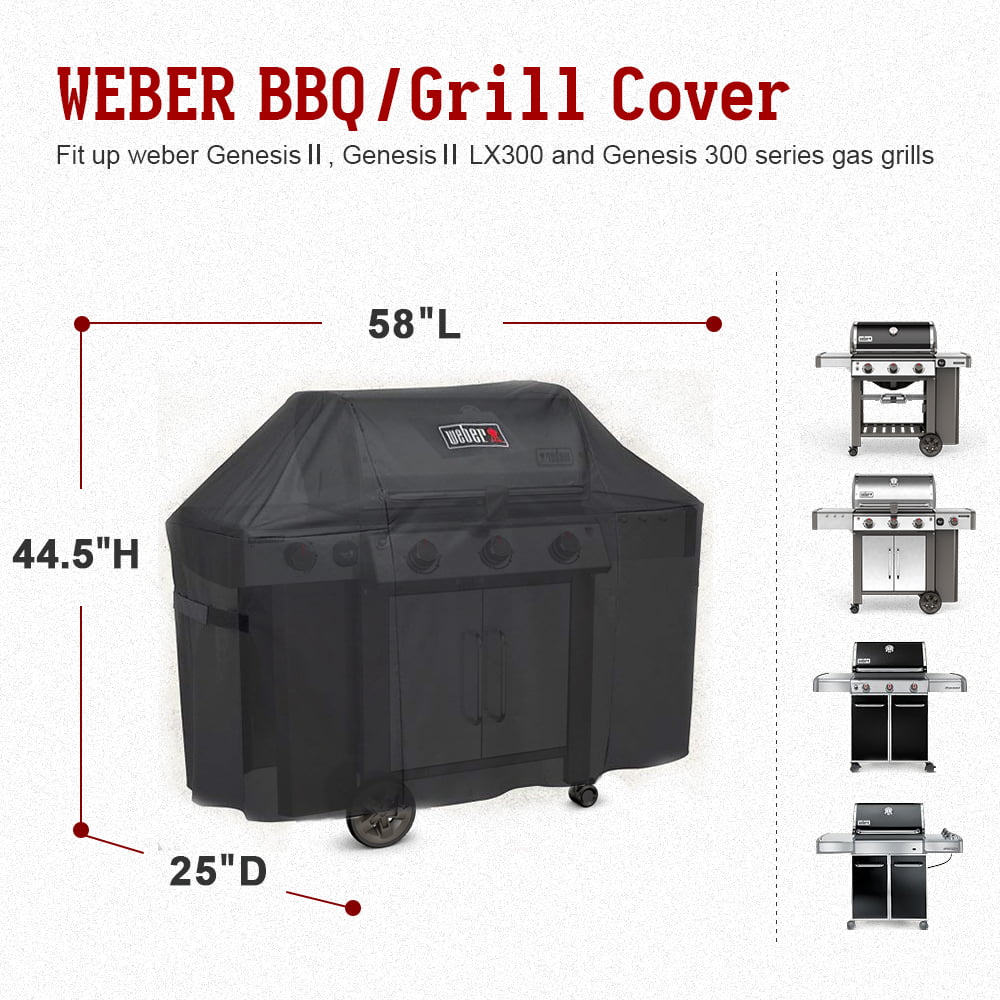 Weber 7130 Grill Cover for Weber Genesis II 3 Burner Grill and Genesis 300 Series Grills (58 X 25 X 44.5 inches)