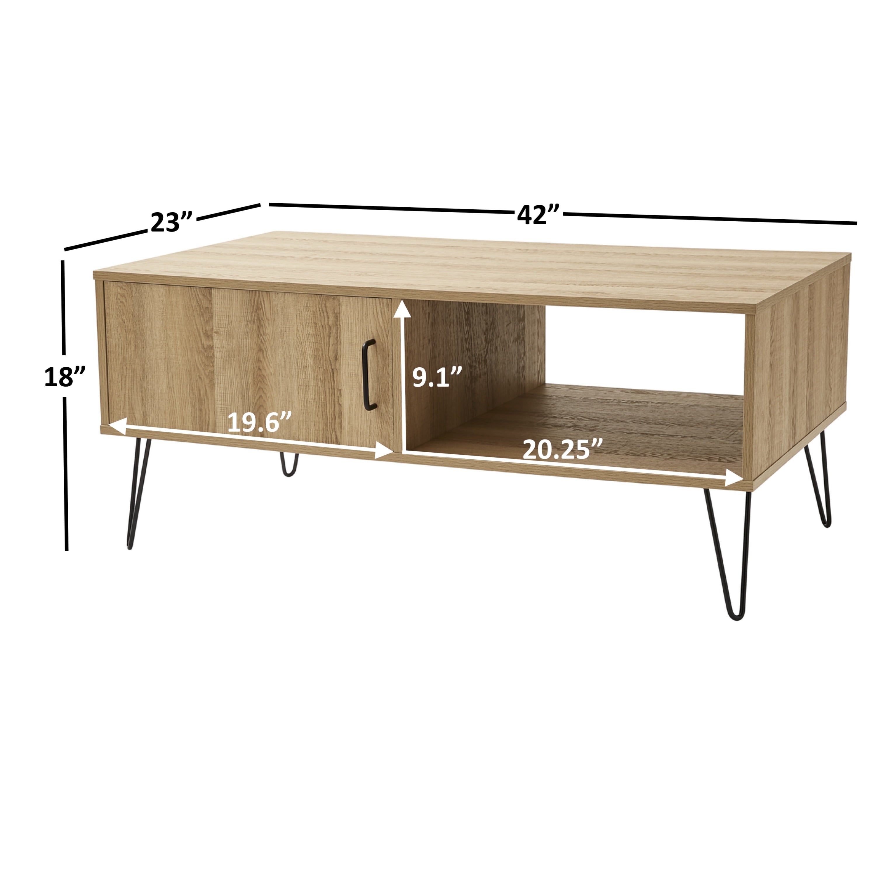 Mainstays Modern Hairpin Rectangle Coffee Table, Oak