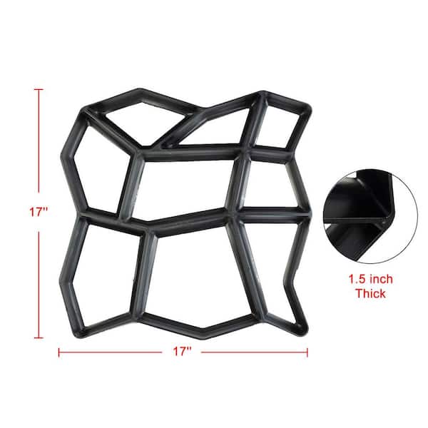 17 in. x 17 in. Black Plastic Paver Mold Reusable Concrete Stepping Stone Paver Walk Way Mold for Patio, Lawn & Garden