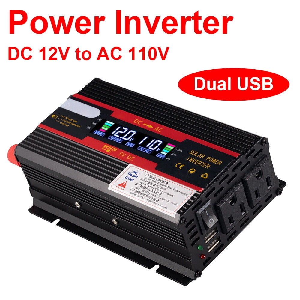 JLLOM 3000W/4000W Car Power Inverter DC 12V To AC 110V Pure Sine Wave Solar Converter LCD