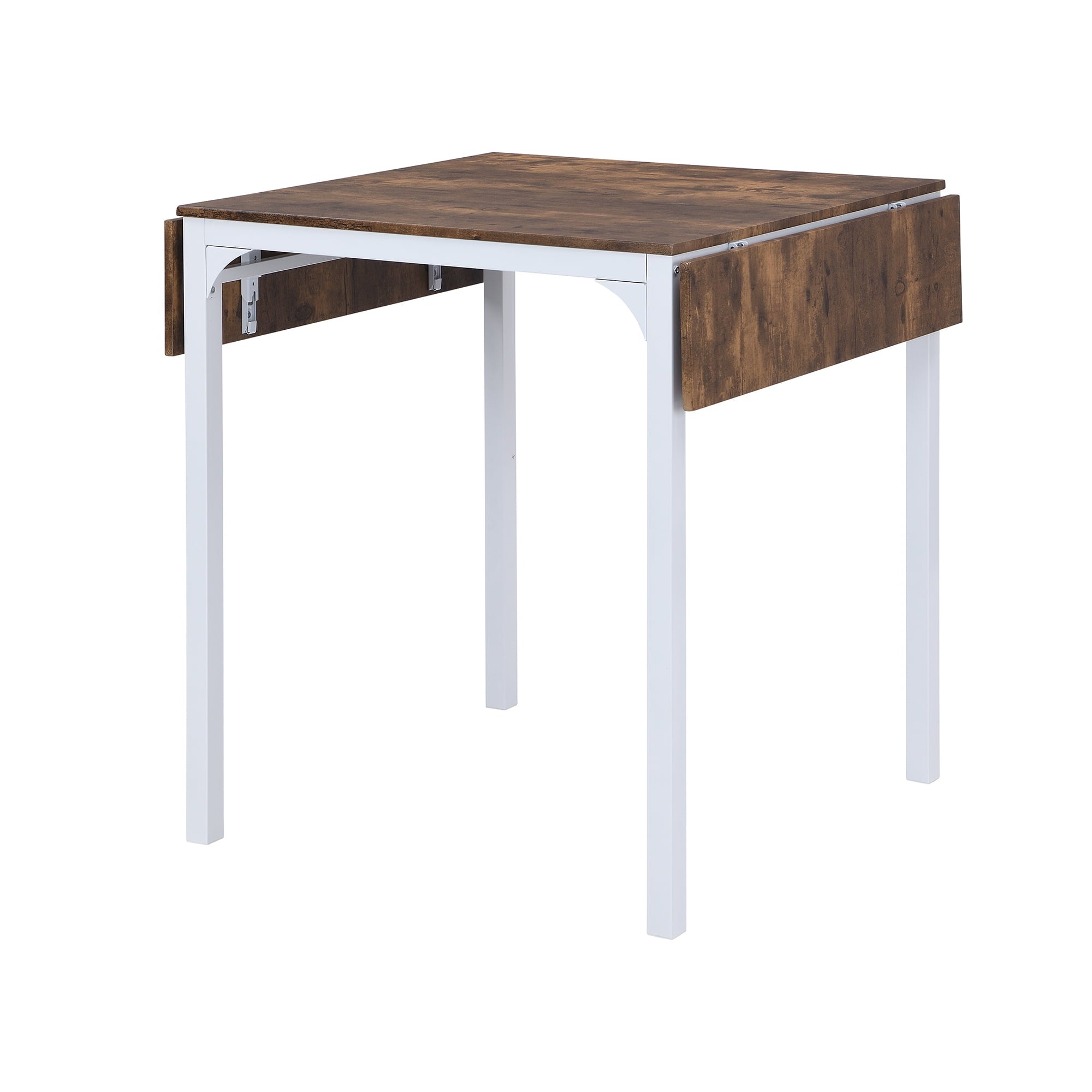 Paproos 5 Piece Dining Table Set, Brown Finish Dining Table and 4 Chairs Set, Counter Height Drop Leaf Dining Table and Chair Set for Dining Room Breakfast Nook, Space Saving Kitchen Dinette Set for 4