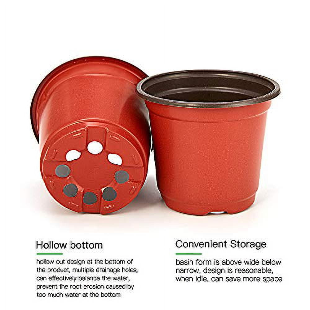 JERIA 200-Pack 4 Inch Plastic Plant Nursery Pots Come with 200 Pcs Plant Labels, Seedling Flower Plant Container and Seed Starting Pots