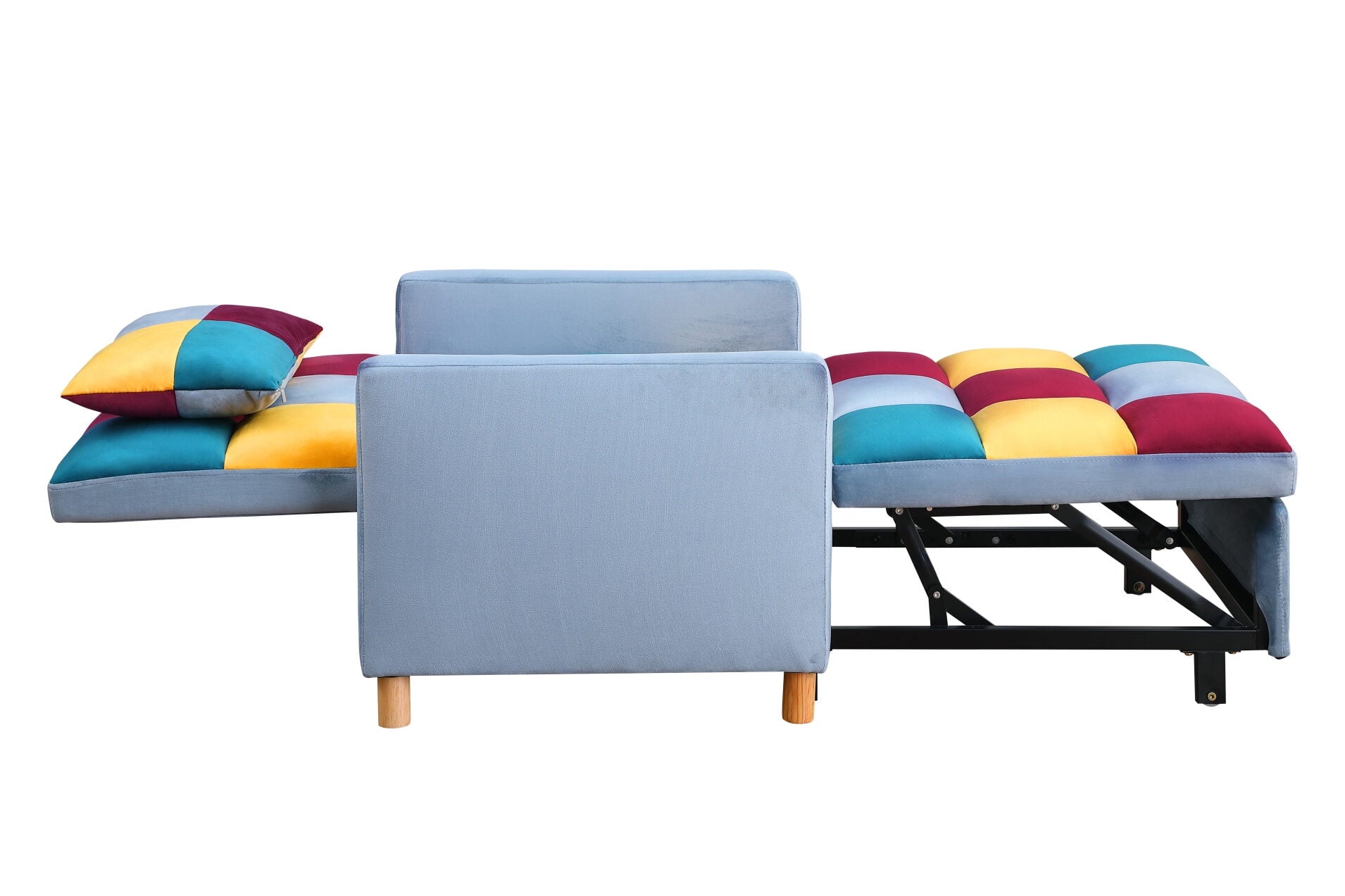 3 in 1 Convertible Sleeper Sofa, 3 Position Adjustable Sofa bed with Pillow and Armrest, Pull Out Chair Bed, Folding Lounge Sleeper, Futon Sleeper Couch Bed for Living Room Bedroom office, Rainbow