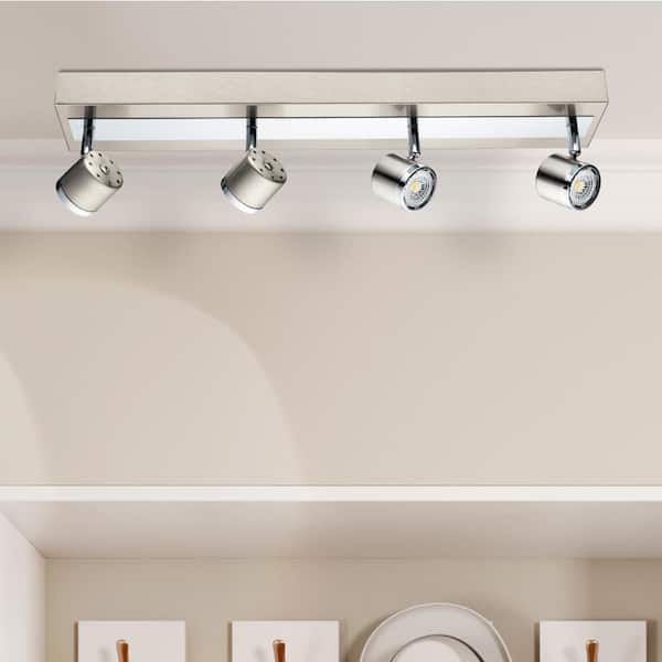Pierino 2 ft. Satin Nickel and Chrome Integrated LED Track Lighting Kit with Adjustable Heads