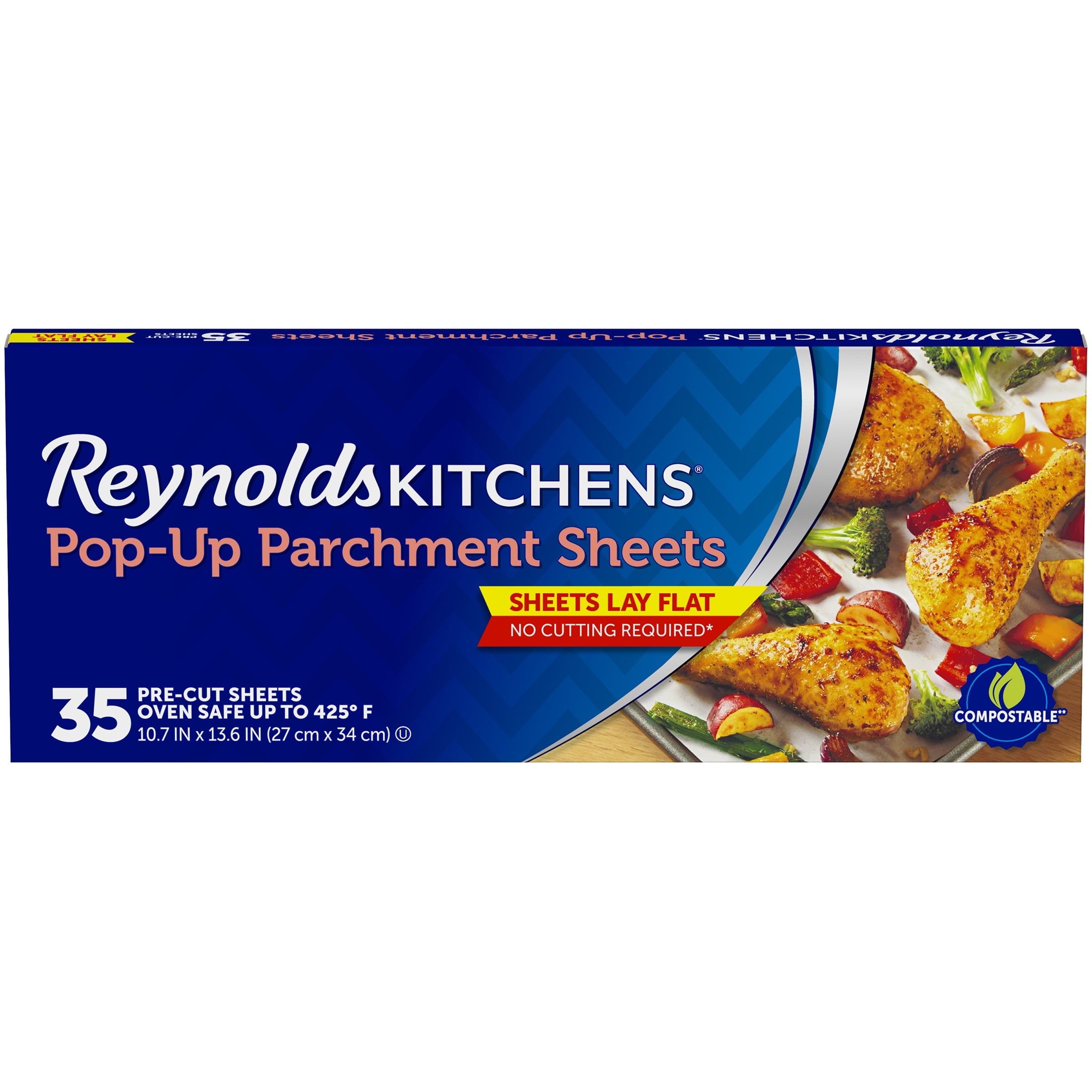 Reynolds Kitchens Pop-Up Parchment Paper Sheets, 10.7x13.6 Inch, 35 Count