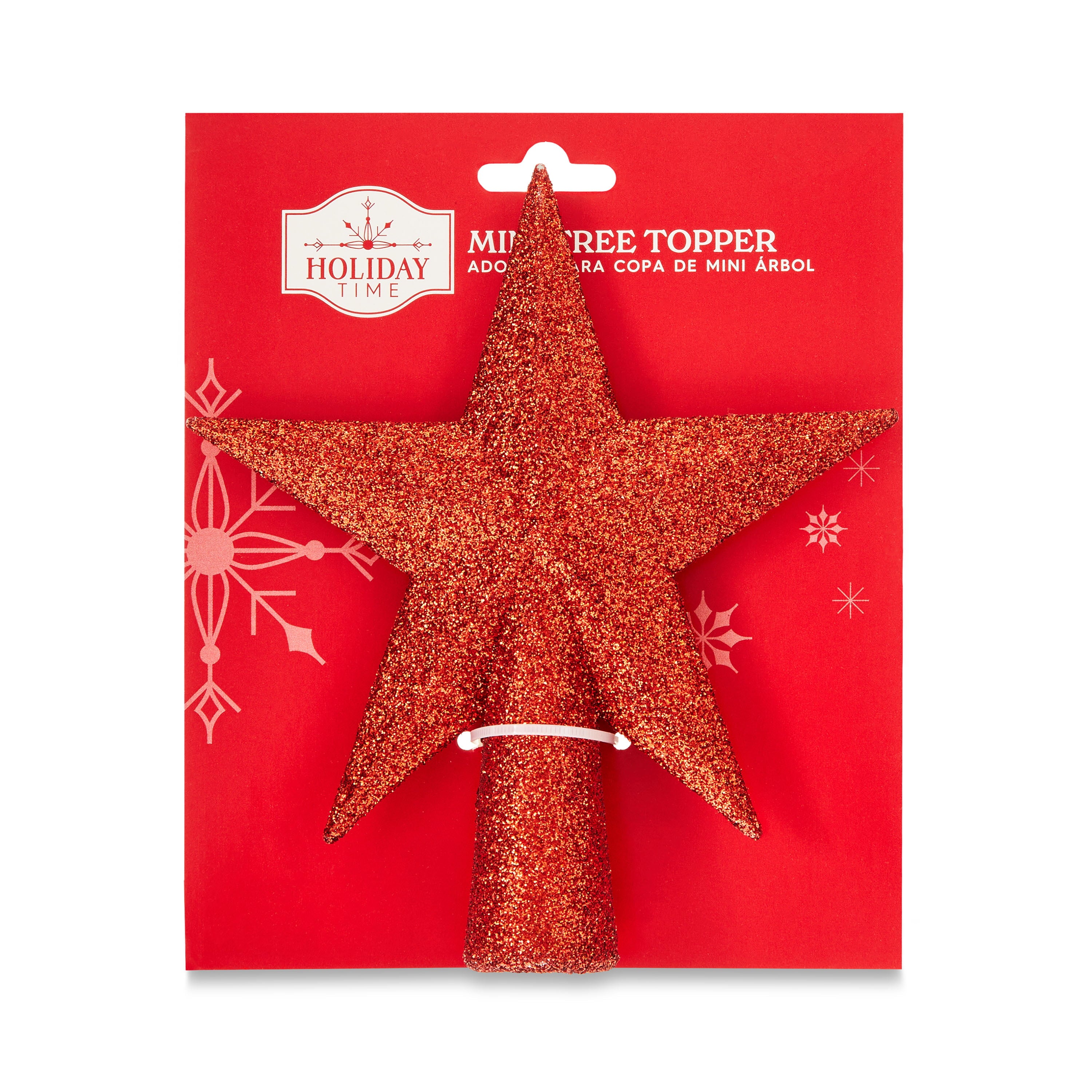 Christmas Tree Topper, Red Glitter Star, 6