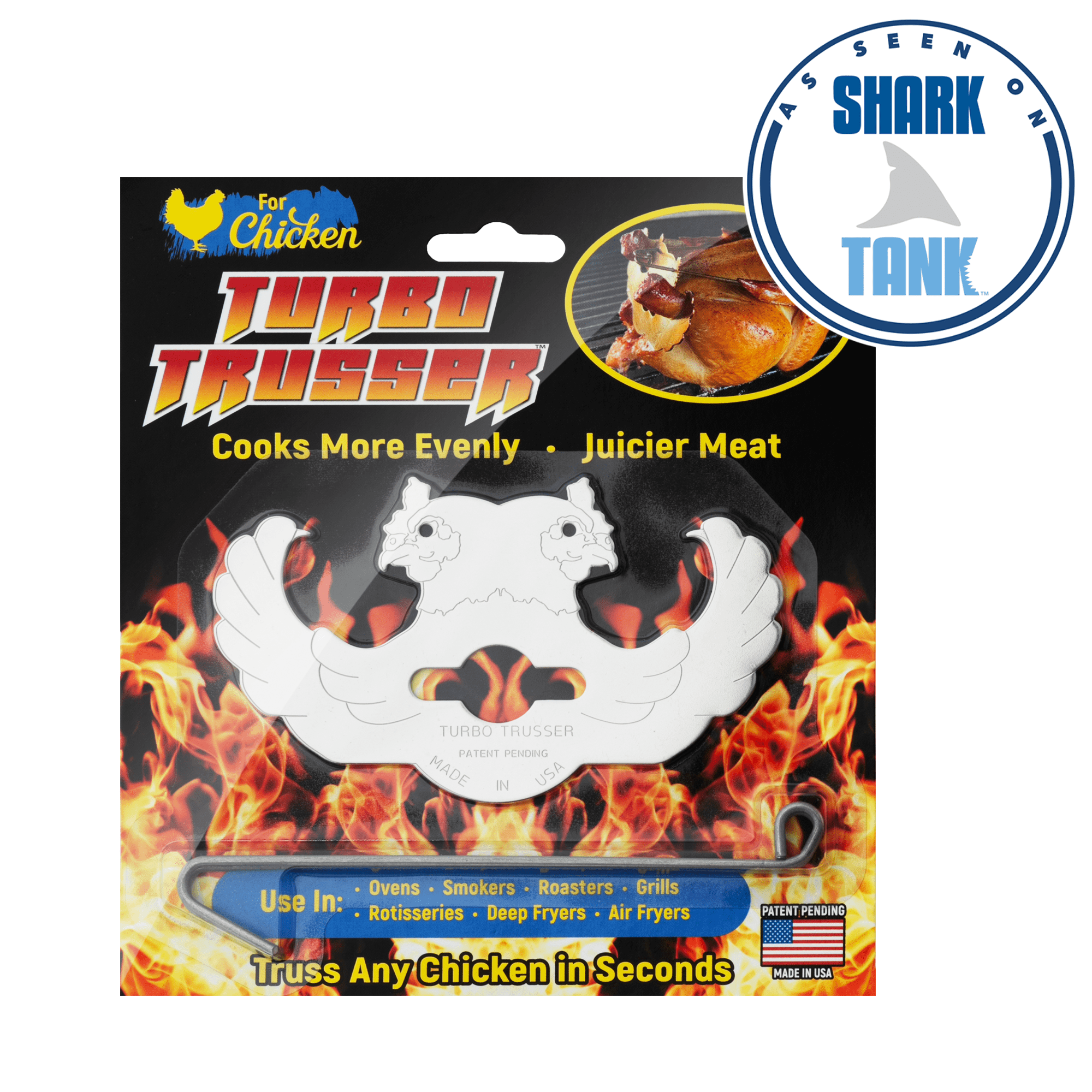 Turbo Trusser for Chicken I As Seen on Shark Tank I Cooks Evenly & Makes Meat Juicier I Easy-to-Use & Dishwasher Safe I for Ovens, Smokers, Roasters, Grills, Rotisseries, Air Fryers & Deep Fryers