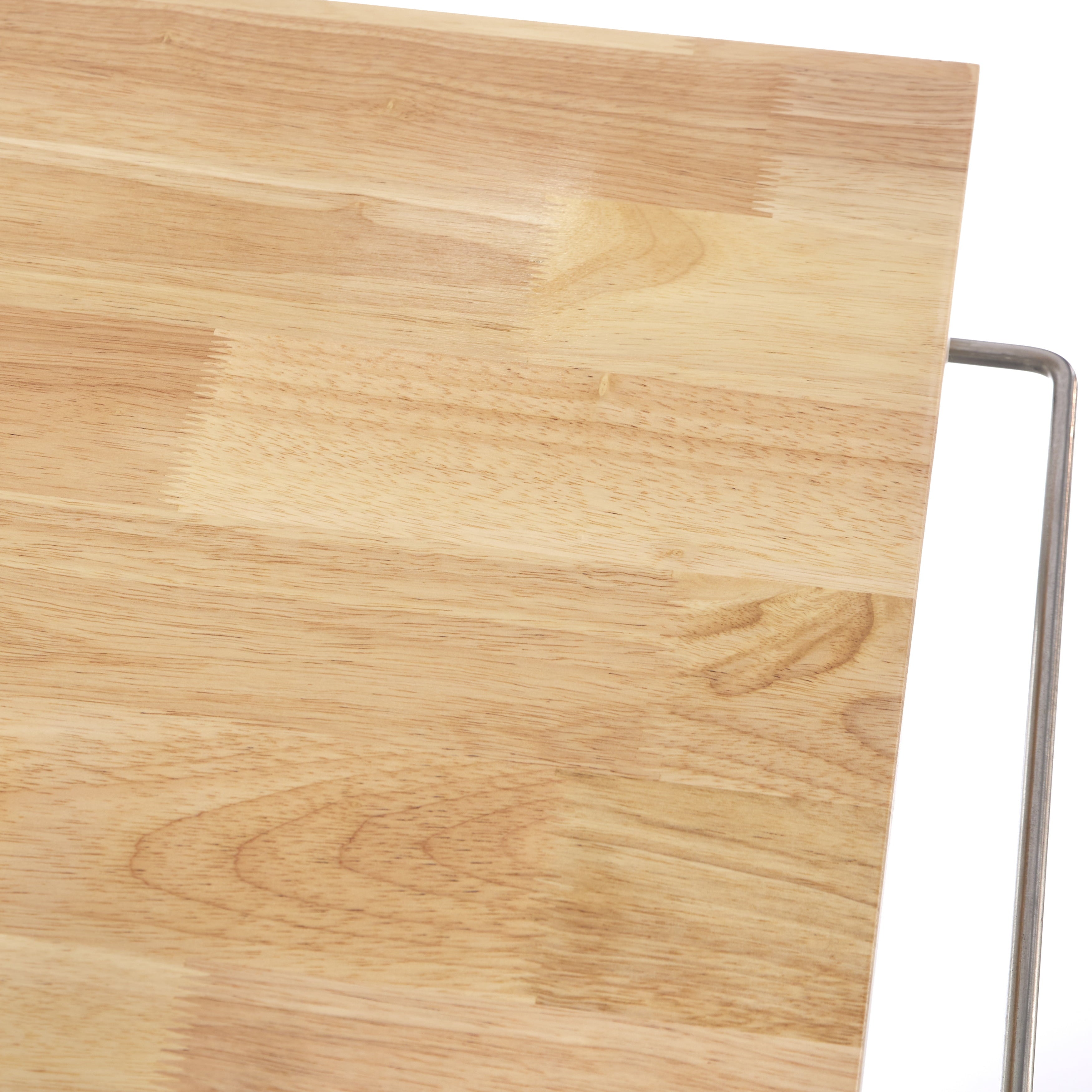 TMS Mylah 2-Tier Rolling Kitchen Cart with Rubberwood Top, Black/Natural