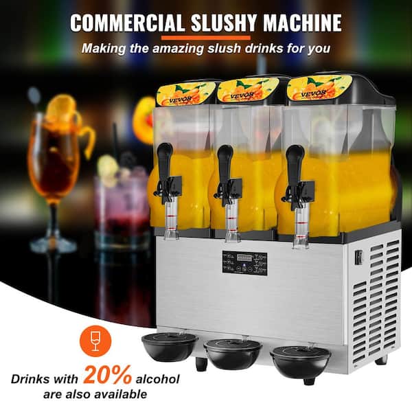 3 x 405 oz. Commercial Slush Machine Margarita Smoothie Frozen Drink 1200W Stainless Steel Snow Cone Machine
