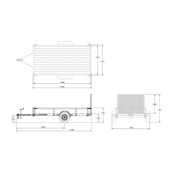 6 ft. x 12 ft. Wood Floor Utility Trailer Kit w/ Patented Pivot Down Rail System