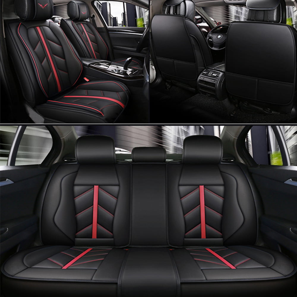 OTOEZ 5D Luxury Leather Car Seat Cover Full Set Front, Rear 5 Seats Protector Universal Fit