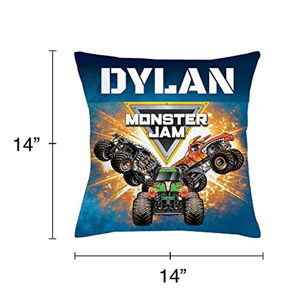 Personalized Monster Jam Trucks Throw Pillow - Logo Blue