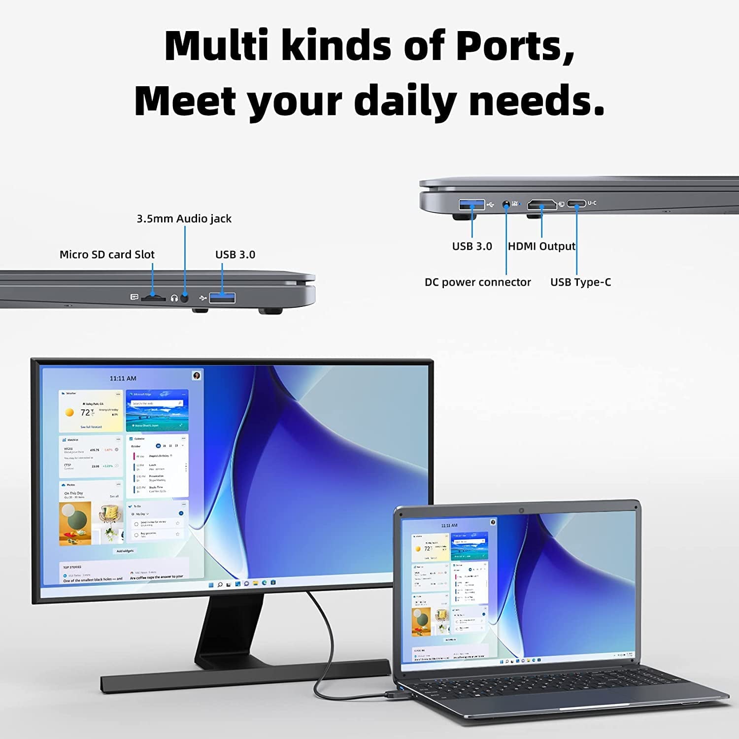 SGIN 15.6inch Laptop 12GB DDR4 512GB SSD Windows 11 with Intel Celeron N5095A Full HD 1920x1080