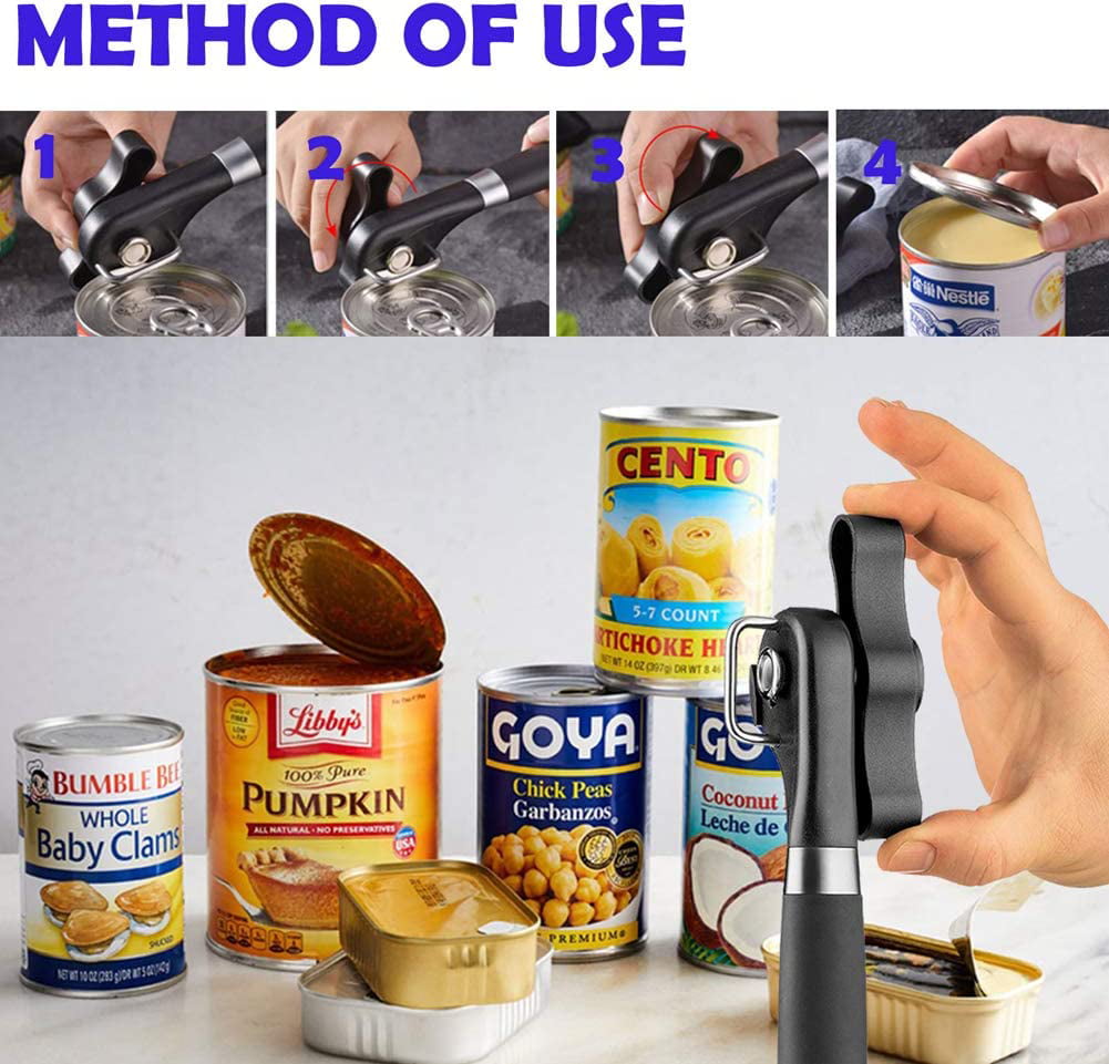 Mighty Rock Can Opener Manual Cutting Can Opener Safe Smooth Edge Stainless Steel Ergonomic Can Opener Kitchen Restaurant