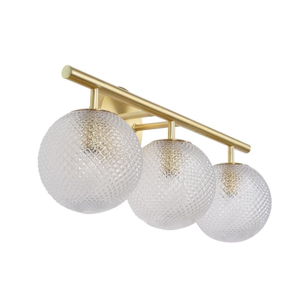 Walsh 22 in. 3-Light Brass Vanity Light with Prismatic Glass Shades
