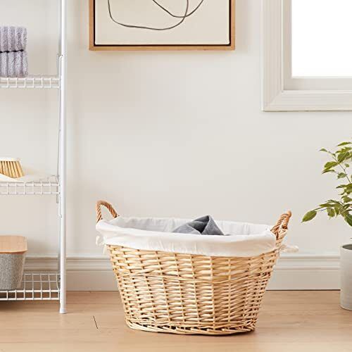 ML5569 Willow Wicker Laundry Basket with Handles and Liner | Natural Brown