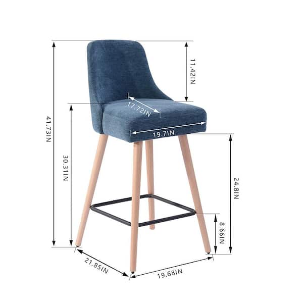 Benfield Twilight Blue Upholstered Bar Stools with Back (Set of 2)