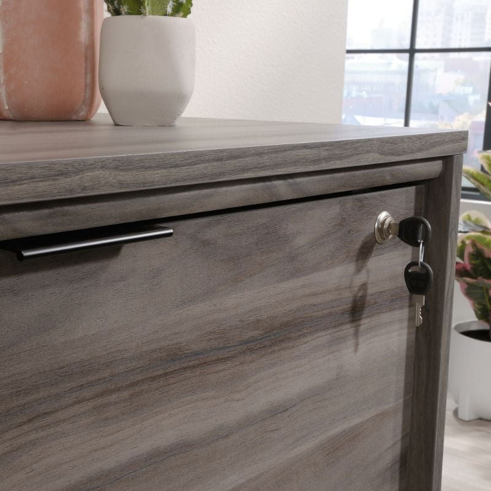 Home Square 2-Piece Set with Lateral File Cabinet & Library Hutch in Jet Acacia