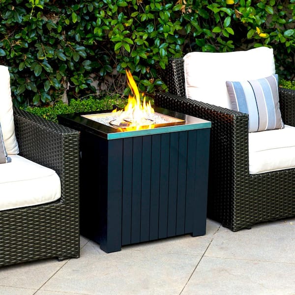 Maxwell 24 in. x 24 in. Square Stainless Steel Chat Propane Fire Pit Table With Cover