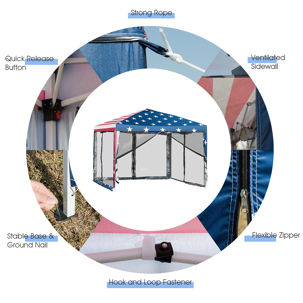 Costway 10'x10' Folding Pop Up Tent Gazebo Canopy Mesh Sidewall