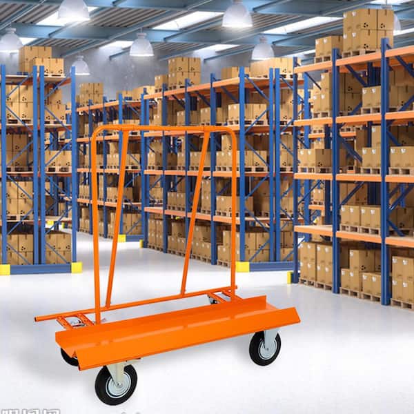 Heavy-Duty Orange Drywall Cart Sheet Cart Panel Dolly with 1800 lbs. Load Capacity, Casters with brake