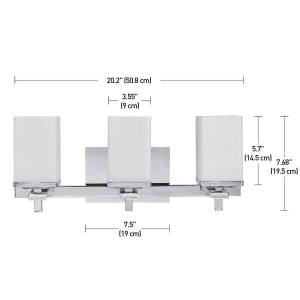 Finn 3-Light Chrome All-In-One Bath Light Vanity (5-Piece)