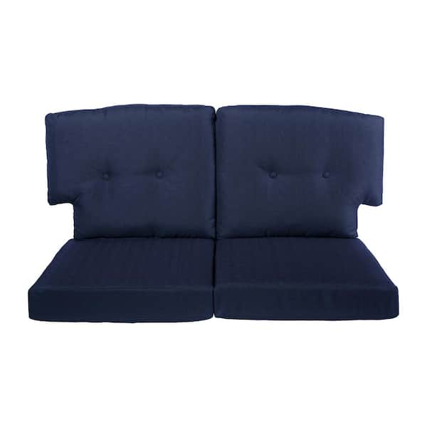Charlottetown 23.5 in. x 26.5 in. CushionGuard 4-Piece Outdoor Loveseat Replacement Cushion Set in Midnight