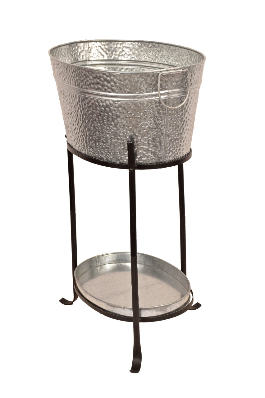 Beverage Tub w/Tray/Stand in Galvanized Steel 