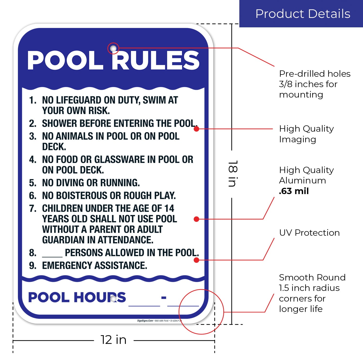 Pool Rules Sign,