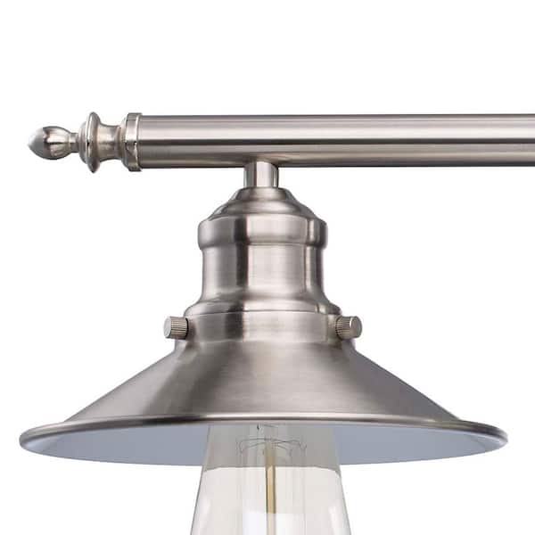 Glenhurst 34 in. 4-Light Industrial Farmhouse Brushed Nickel Bathroom Vanity Light Fixture with Metal Shades