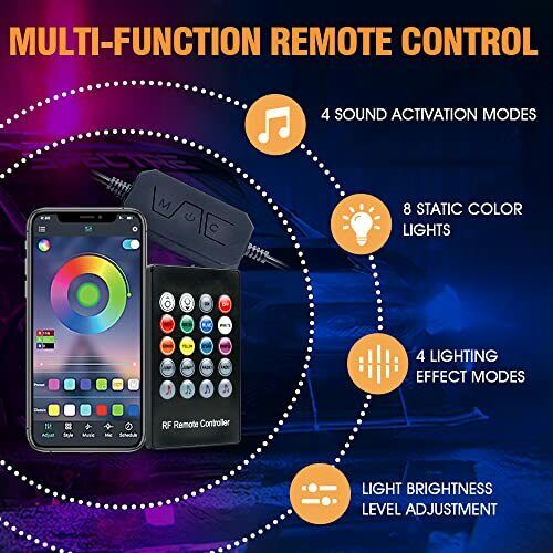 CAR UNDERGLOW LED LIGHT Neon with Remote Control RGB Strip Sound Active LUMENIX