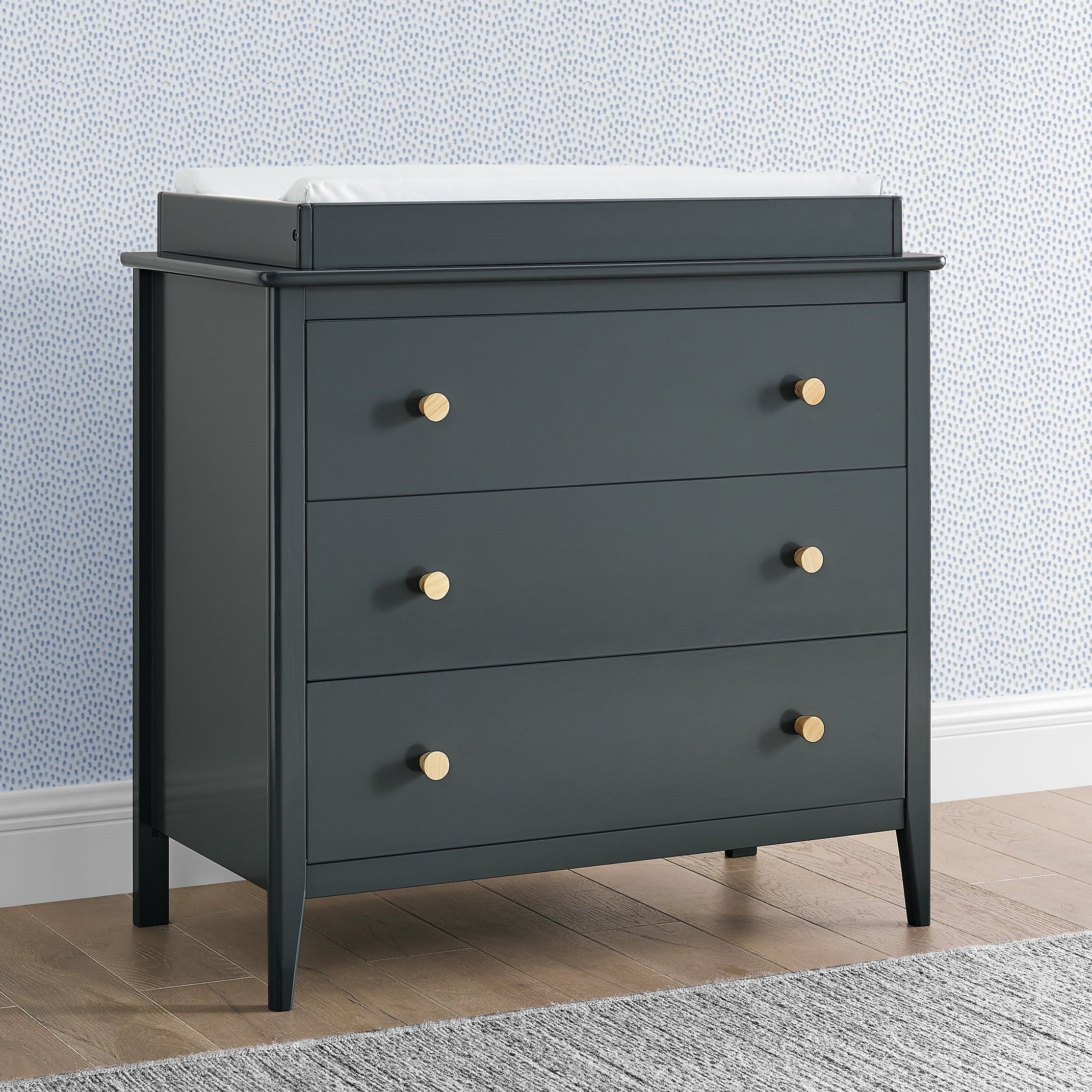 Delta Children Casey 3 Drawer Dresser, Charcoal Grey/Natural