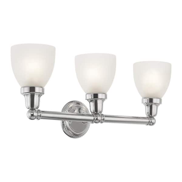 Classic 3 Light Polished Chrome Bath Vanity Light