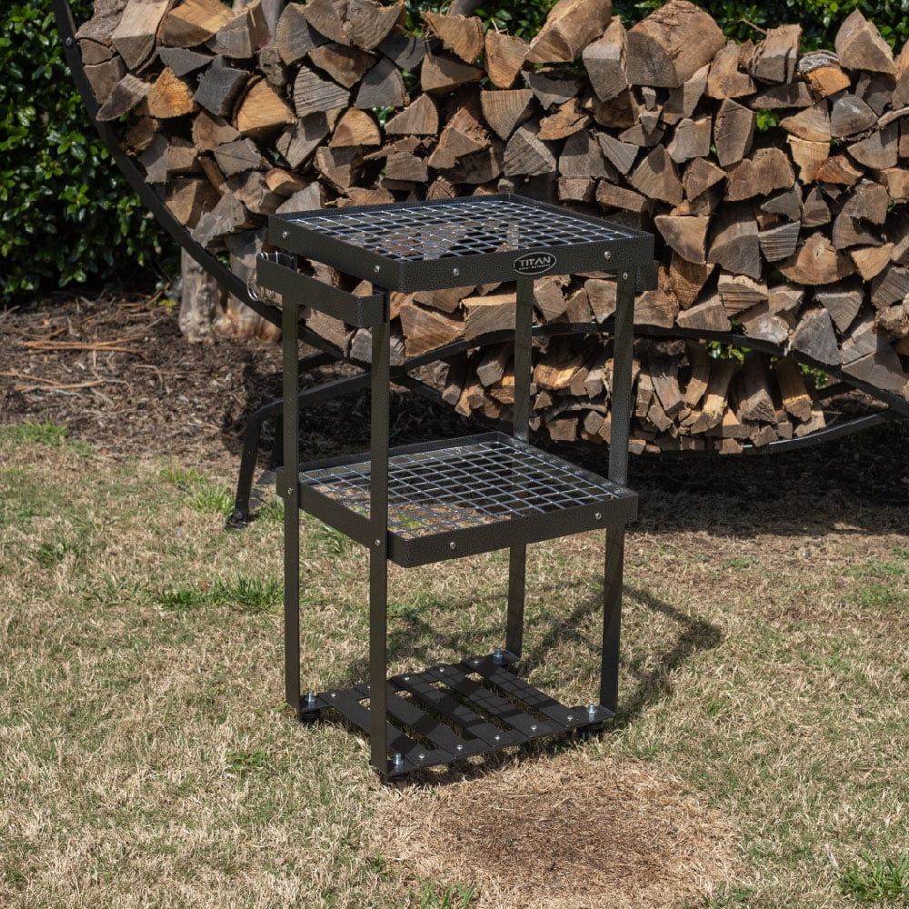 Great Outdoors 3-Tier Barbecue Prep Station and Grill Accessory Serving Cart, Wire Rack Storage Shelves