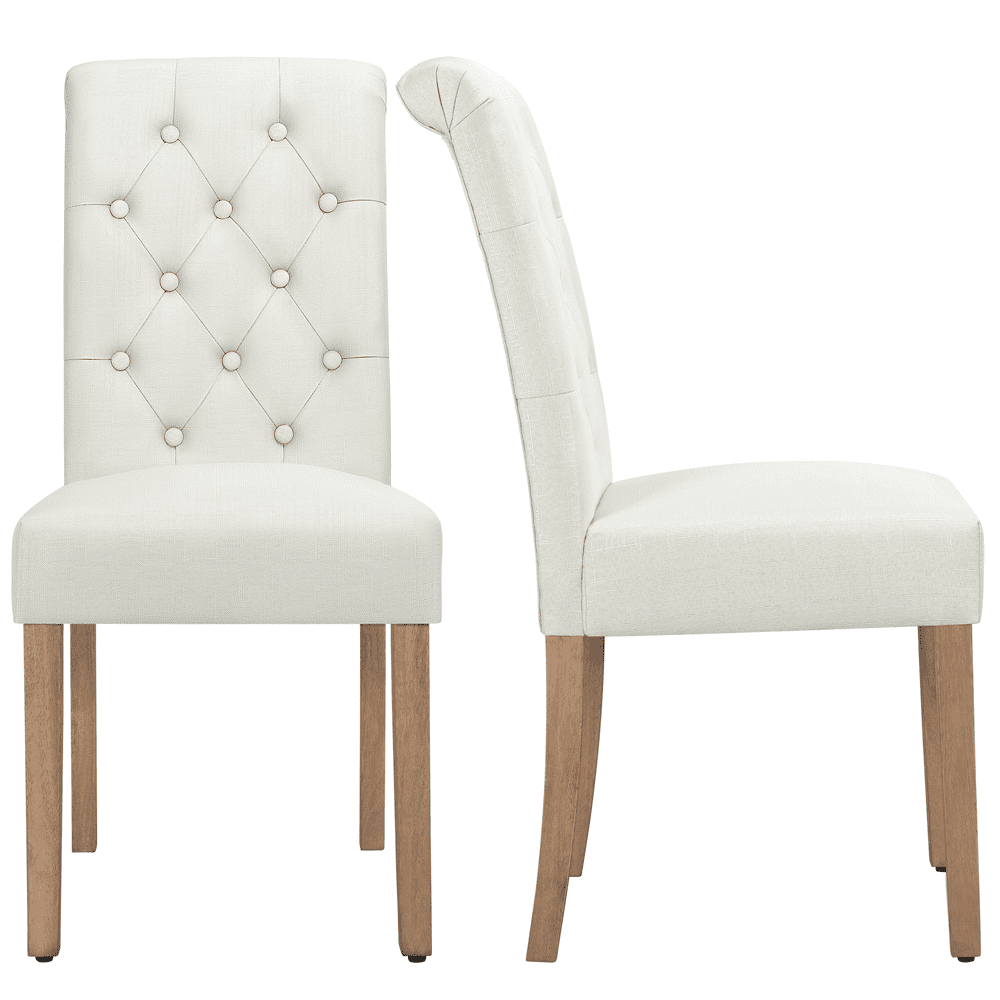 Yaheetech 2pcs Classic Fabric Upholstered Dining Chair, Beige