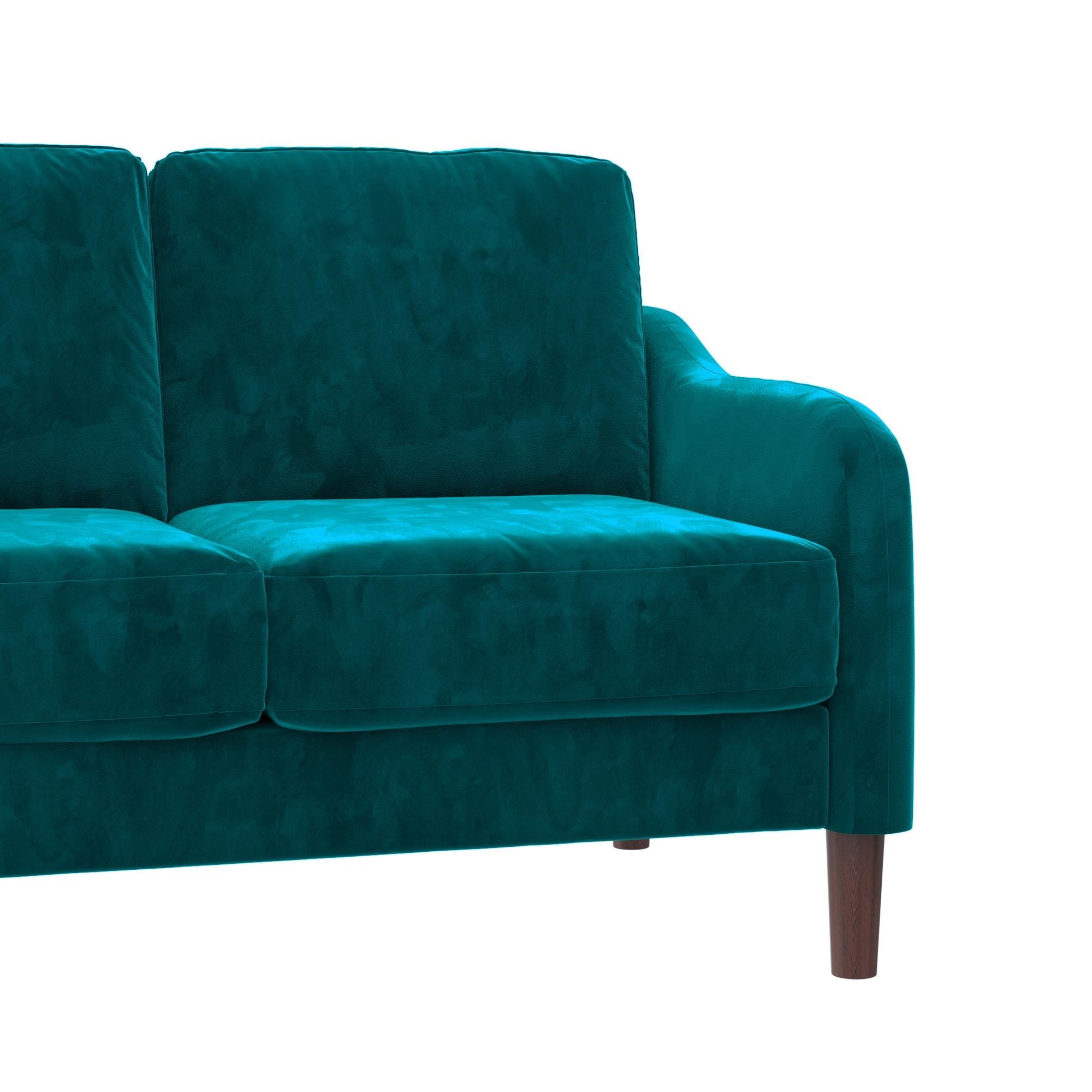 DHP Marbella 2-Seater Loveseat Sofa, Small Modern Couch, Green Velvet
